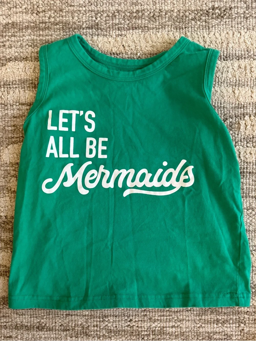 SweetHoney Green Tank Top with White 'Let's All Be Mermaids' Graphic